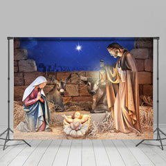 Lofaris Birth Of Jesus Christmas Night Backdrop For Photo