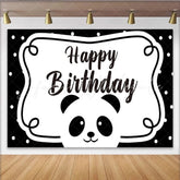 Lofaris Black and White Panda Happy Birthday Backdrop Polka Dots Party Background for Kids