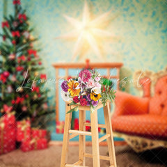 Lofaris Blue Abstract Wall Chair Gift Box Christmas Backdrop
