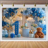 Lofaris Blue and White Hot Air Balloon First Birthday Party Backdrop Dreamy Sky Theme Celebration Decor