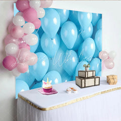 Lofaris Blue Balloons Backdrop 3D Birthday Cake Smash Photography Background