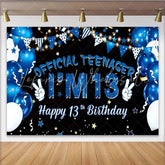 Lofaris Blue Balloons Official Teenager 13th Birthday Backdrop IM 13 Galaxy Stars Milestone Party Decor