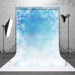 Lofaris Blue Bokeh Snowflake Winter Scenery Sweep Backdrop