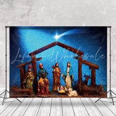 Lofaris Blue Light Sky Meteor Jesus Birth Christmas Backdrop