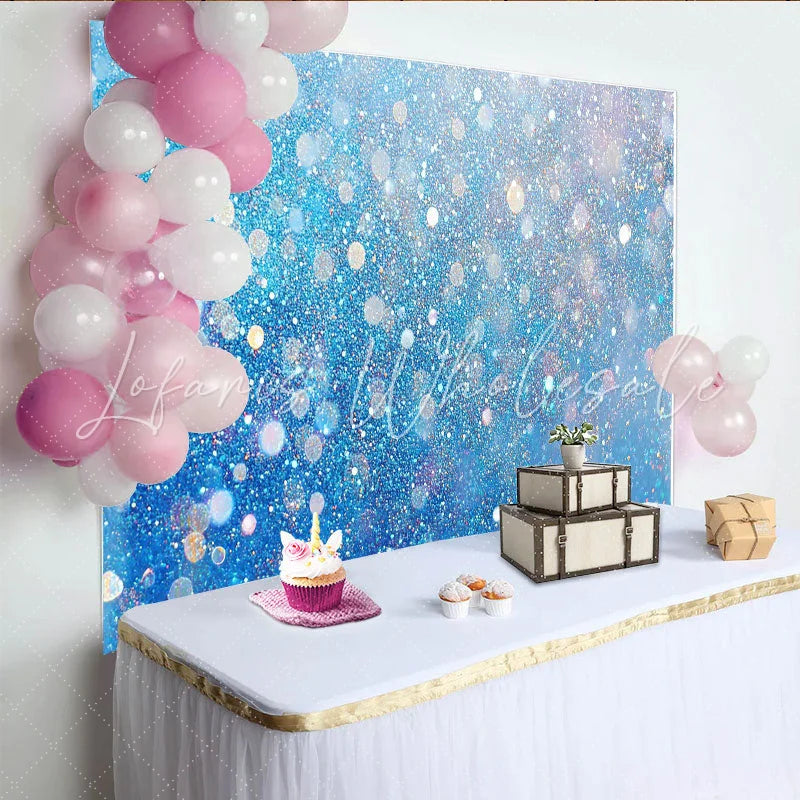 Lofaris Blue Silver Glitter Backdrop Sparkling Bokeh Winter Photography Background