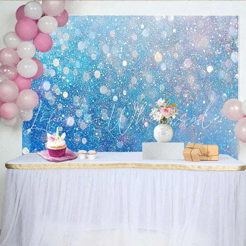 Lofaris Blue Silver Glitter Backdrop Sparkling Bokeh Winter Photography Background