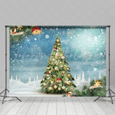 Lofaris Blue Snowflake Bell Pine Tree Christmas Backdrop