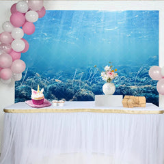 Lofaris Blue Underwater Photography Backdrop with Sunlight Rays and Rocky Seabed Natural Ocean Background for Studio Photoshoot