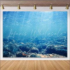Lofaris Blue Underwater Photography Backdrop with Sunlight Rays and Rocky Seabed Natural Ocean Background for Studio Photoshoot