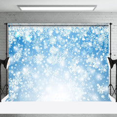 Lofaris Blue White Dense Snowflake Winter Scene Backdrop