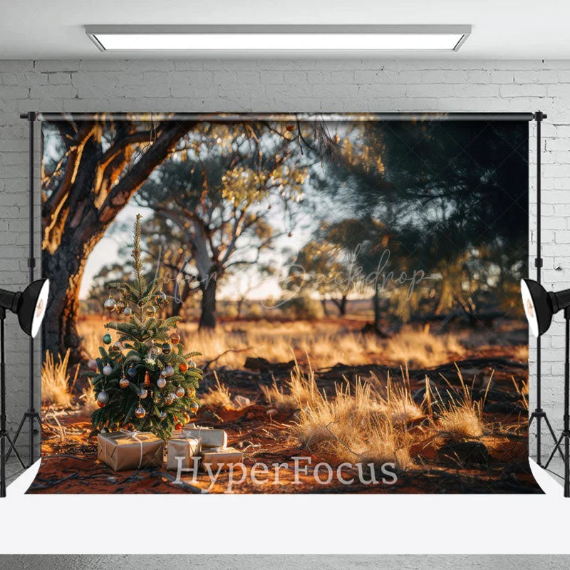 Lofaris Blurry Wild Forest Tree Gifts Christmas Backdrop