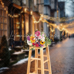 Lofaris Blurry Winter Festive Town Street Christmas Backdrop