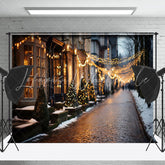 Lofaris Blurry Winter Festive Town Street Christmas Backdrop