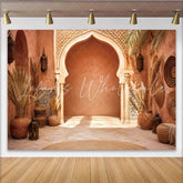 Lofaris Bohemian Moroccan Arch Photography Backdrop with Terracotta Walls Studio Background for Portrait Photoshoot and Event Decor