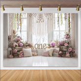 Lofaris Boho Floral First Birthday Backdrop with Macrame and Roses Elegant Party Decor for Baby Photoshoot