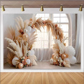 Lofaris Boho Window Arch Backdrop Pampa Grass and Balloon Decor for Wedding Party