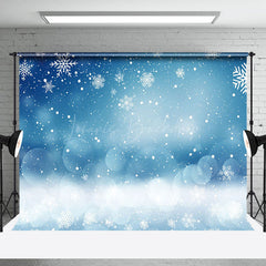 Lofaris Bokeh Blue White Winter Snowflake Christmas Backdrop