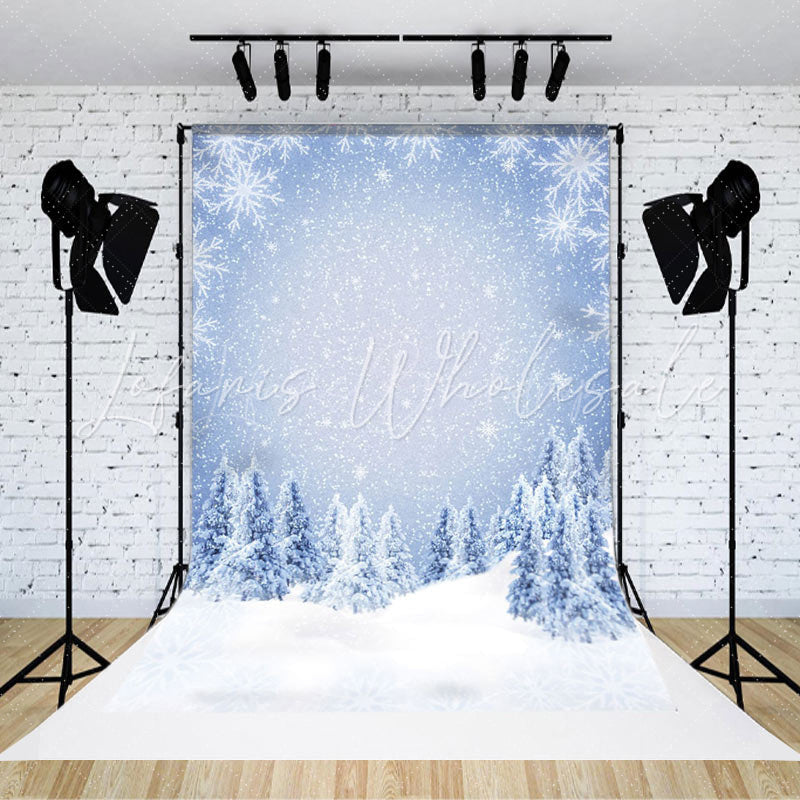 Lofaris Bokeh Silver Snowflake Cedar Winter Sweep Backdrop
