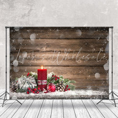 Lofaris Bokeh Wooden Burning Red Candles Christmas Backdrop