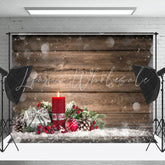 Lofaris Bokeh Wooden Burning Red Candles Christmas Backdrop