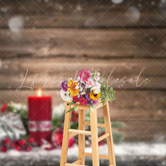 Lofaris Bokeh Wooden Burning Red Candles Christmas Backdrop