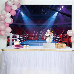 Lofaris Boxing Ring Arena Sports Photography Backdrop with Bright Spotlights Professional Stadium Background for Sports Event Photoshoot