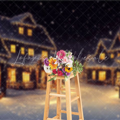 Lofaris Bright Village At Night Christmas Photo Backdrop