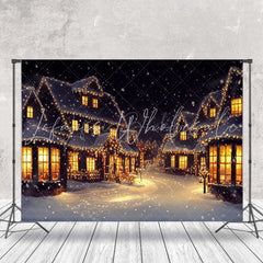 Lofaris Bright Village At Night Christmas Photo Backdrop