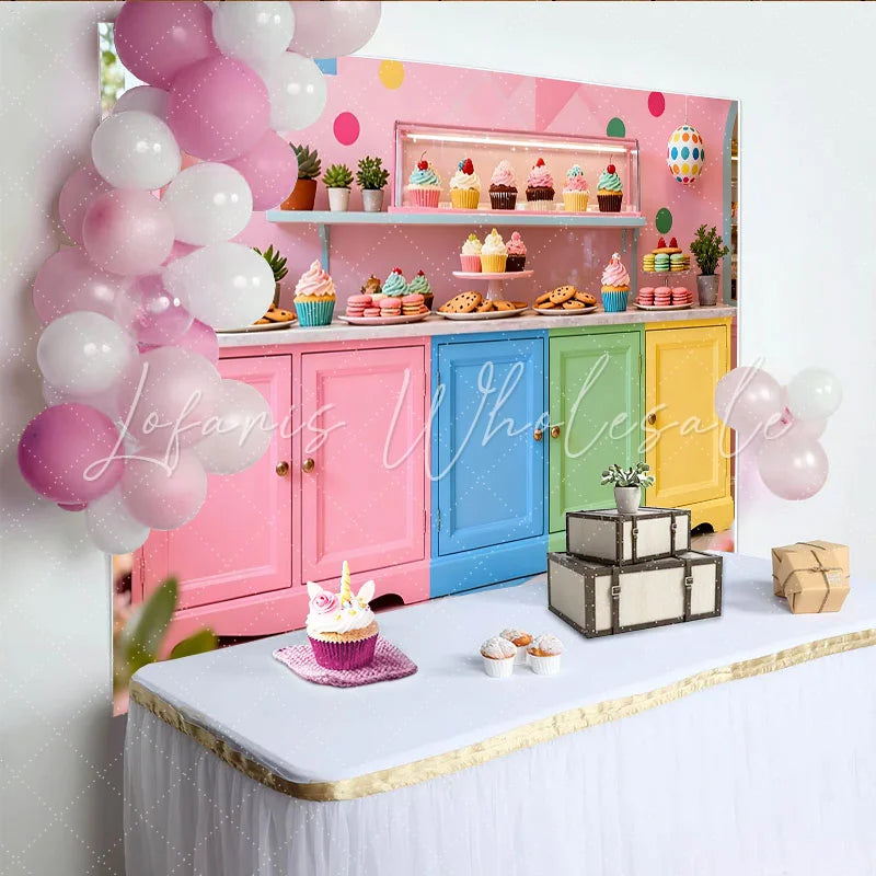 Lofaris Bunter Pastell-Süßigkeiten-Partyhintergrund für Kindergeburtstage und Babypartys fröhliche Desserttisch-Deko