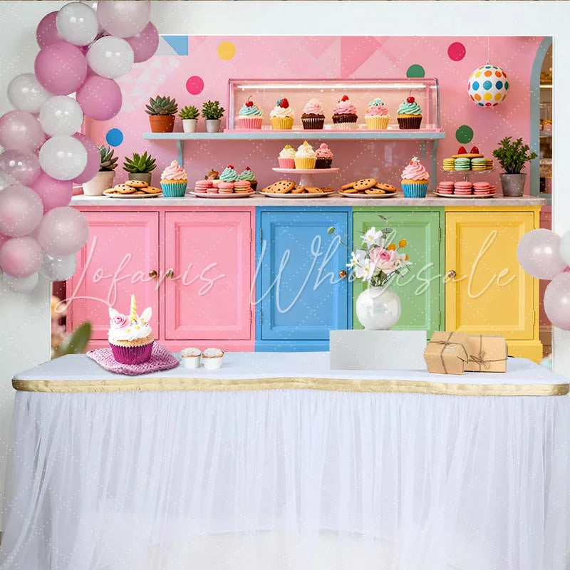 Lofaris Bunter Pastell-Süßigkeiten-Partyhintergrund für Kindergeburtstage und Babypartys fröhliche Desserttisch-Deko
