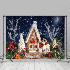 Lofaris Buttercream Gingerbread House Starry Christmas Backdrop