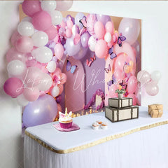 Lofaris Butterfly Balloon Arch Photography Backdrop Pink and Purple Party Photo Background