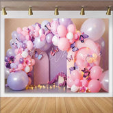 Lofaris Butterfly Balloon Arch Photography Backdrop Pink and Purple Party Photo Background