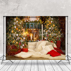 Lofaris Candle Light Glitter Fireplace Christmas Backdrop