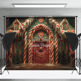 Lofaris Candy Gingerbread House Night Christmas Backdrop