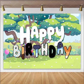 Lofaris Cartoon Dog Family Happy Birthday Backdrop Blue Puppy Big Tree Boys Girls Party Photography Background