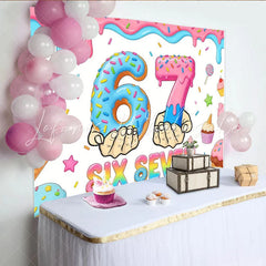 Lofaris Cartoon Donut Birthday Backdrop with Sweet Treats and Colorful Sprinkles Vibrant Party Background for Kids Photoshoot