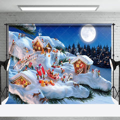 Lofaris Cartoon Lilliput Snowy House Merry Christmas Backdrop