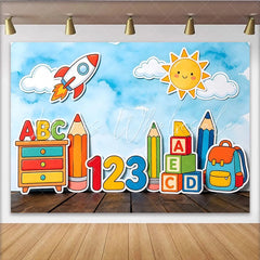 Lofaris Cartoon School Photography Backdrop with ABC Letters and Numbers Colorful Learning Background for Kids Photoshoot and Party