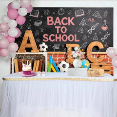 Lofaris Chalkboard Back To School Backdrop with Wooden Letters and Books Educational Studio Background for Student Photoshoots