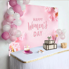 Lofaris Cherry Blossom Womens Day Backdrop Soft Pink Flower Branches International Womens Day Banner