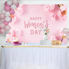 Lofaris Cherry Blossom Womens Day Backdrop Soft Pink Flower Branches International Womens Day Banner