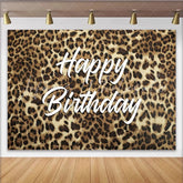 Lofaris Chic Leopard Print Happy Birthday Backdrop for Women Girls Party Wild Animal Theme Photography Background Photo Booth Decor