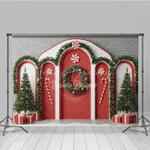 Lofaris Christmas Candy Cane Archway Photography Backdrop Red and White Peppermint Theme Holiday Party Photo Booth Decor