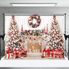 Lofaris Christmas Indoor Scene Candles Fireplace Backdrop