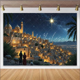 Lofaris Christmas Nativity Backdrop with Star of Bethlehem and Ancient Town Holiday Photography Background for Festive Decor