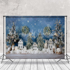 Lofaris Christmas Tree Bokeh Blue Wall Photography Backdrop