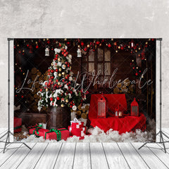 Lofaris Christmas Tree Chairs Log House Holiday Backdrop