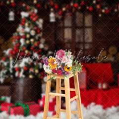 Lofaris Christmas Tree Chairs Log House Holiday Backdrop