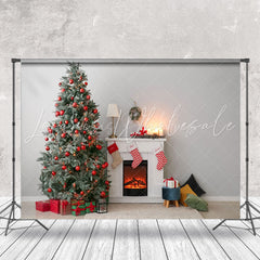 Lofaris Christmas Tree Gifts Fireplace Sock Festive Backdrop